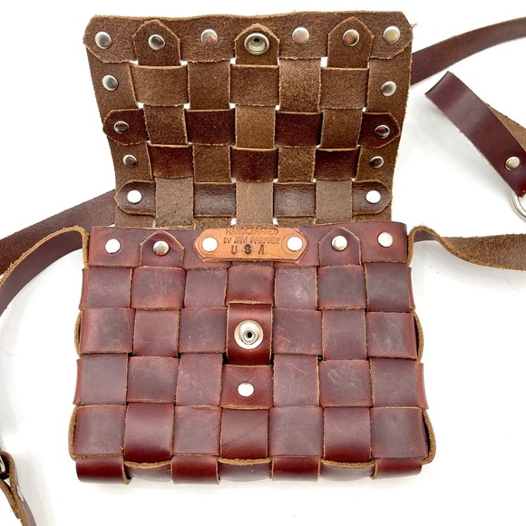Crossbody Leather Cassette Weave Style Bag Handcrafted Jay Farmer, Small - Picture 6 of 12